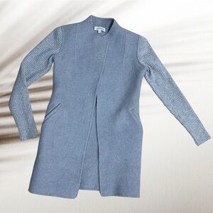 KINROSS CASHMERE & Wool Rib Sleeve Coat Gray